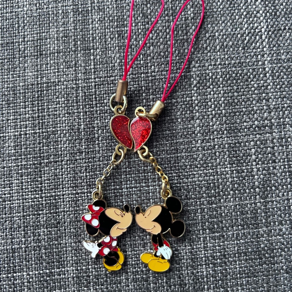 Disney Red and Black Mickey & Minnie Heart Keychains